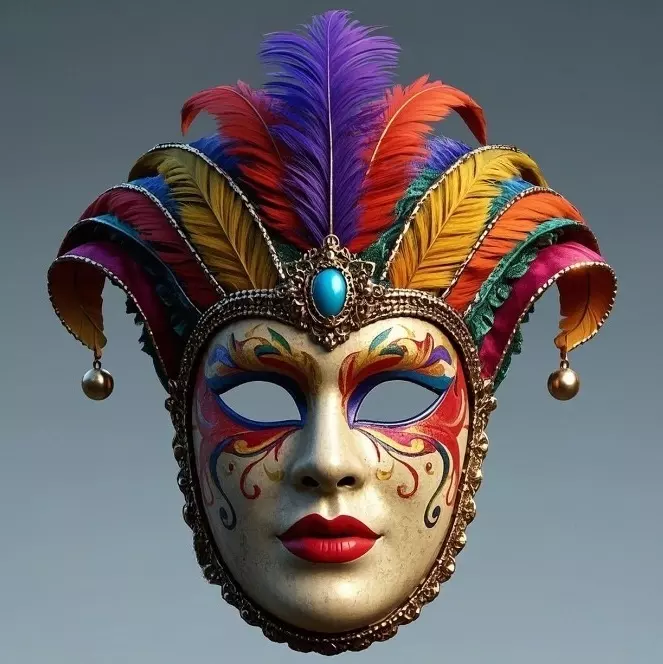 2497 Venetian Carnival Mask Color 3D Model magic 3D print model_7