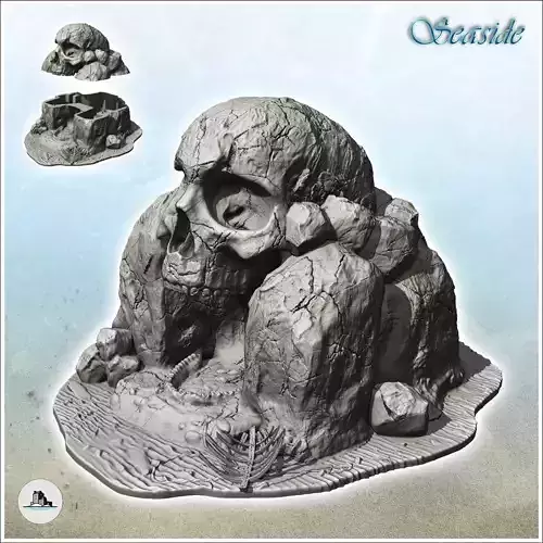 Stone island with skull-shaped rock and cave 6 - Pirate Jungle I 3D print model