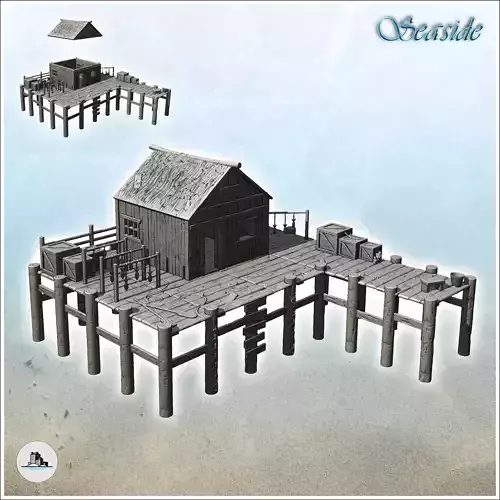 Wooden dock with warehouse building and crates 11 - Pirate Jungl