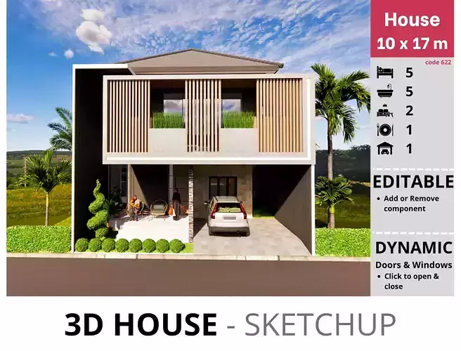 House 10x17m code 622 - Sketchup 3D model 3D model