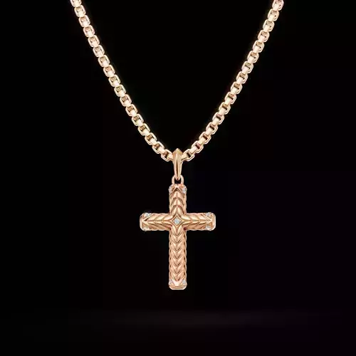 Wheat Cross Pendant with Round Stones  3D Printable Model