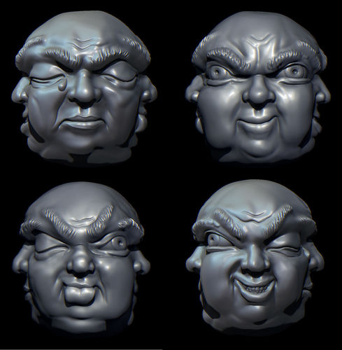 Four faces Buddha 3D print model