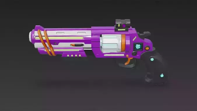 Cartoon Cyber Purple Revolver 3D Model PBR