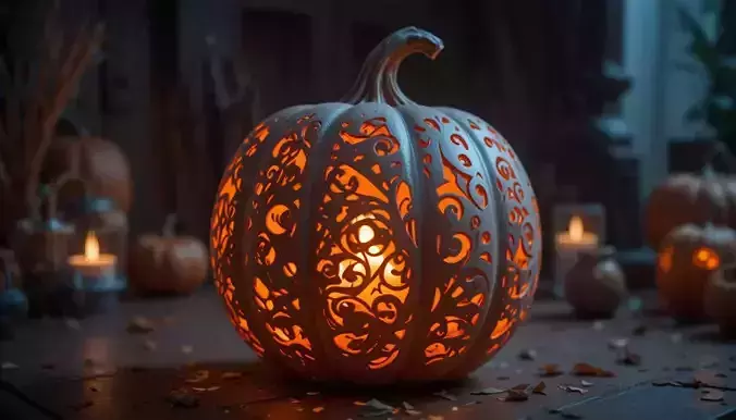 Pumpkin Tealight Lantern 3D Print Model Carved Halloween Lantern 3D print model