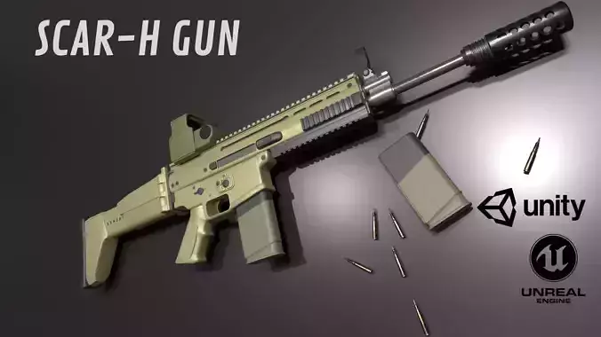 SCAR H PBR assault rifle game ready Kit