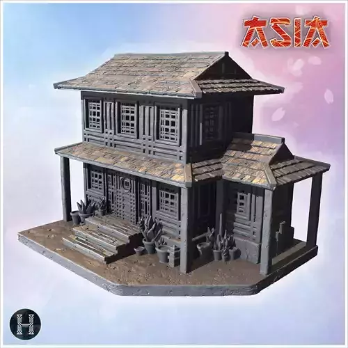 Modular house with removable roof intricate lattice windows and 