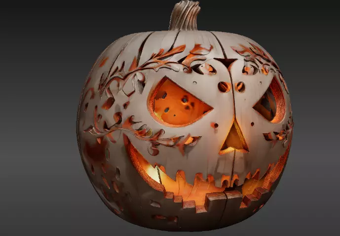 Jack-o Lantern Candle Lantern 3D Print Model Spooky Pumpkin 3D print model_4