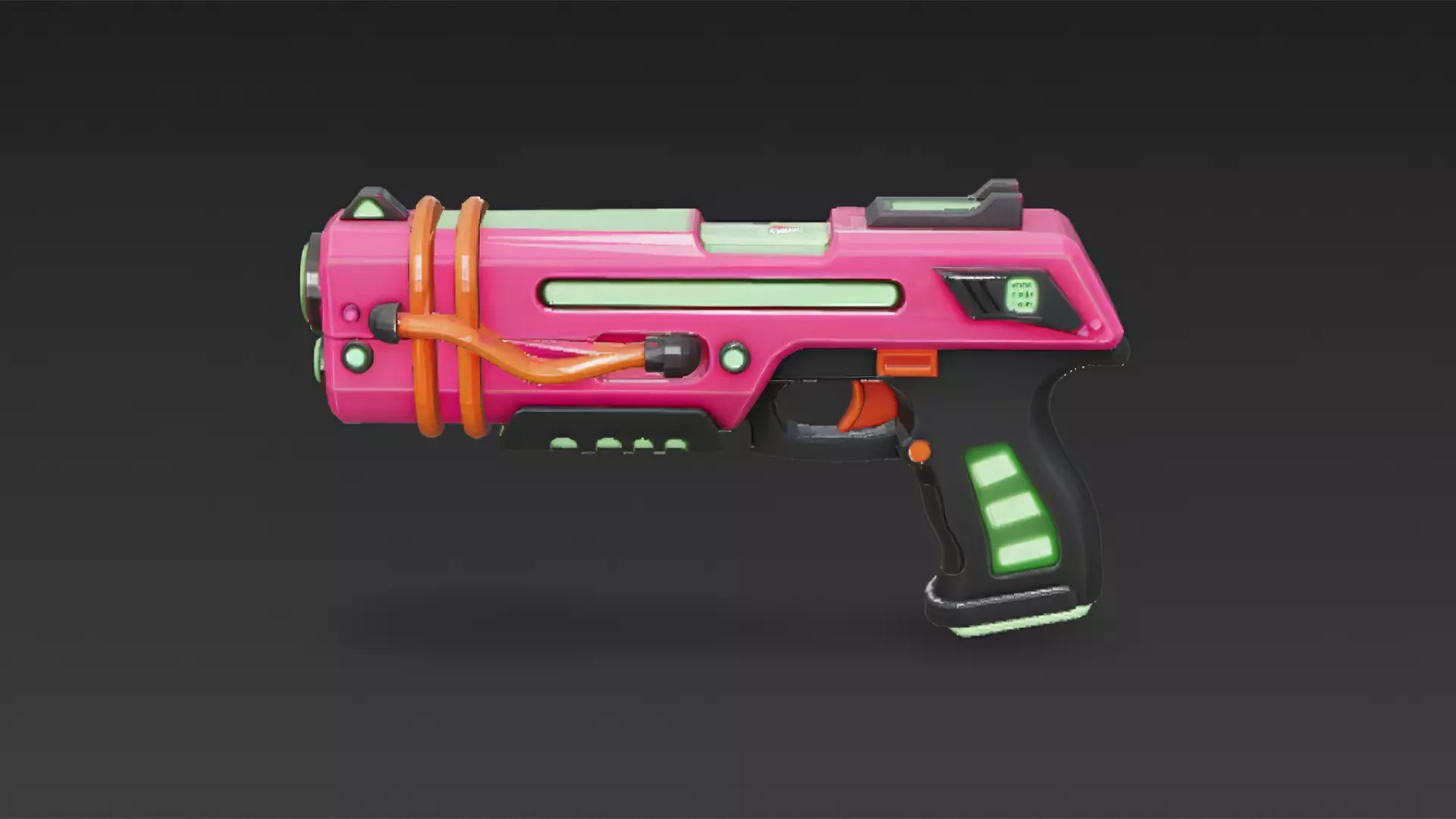 Cartoon Cyber Pink Black Pistol 3D Model PBR 3D model
