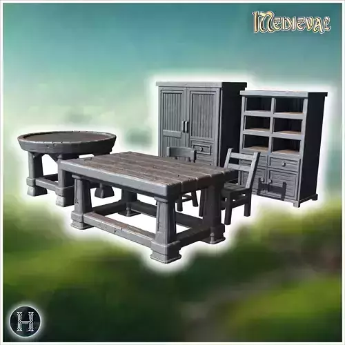 Wooden furniture set with round table rectangular table chairs s