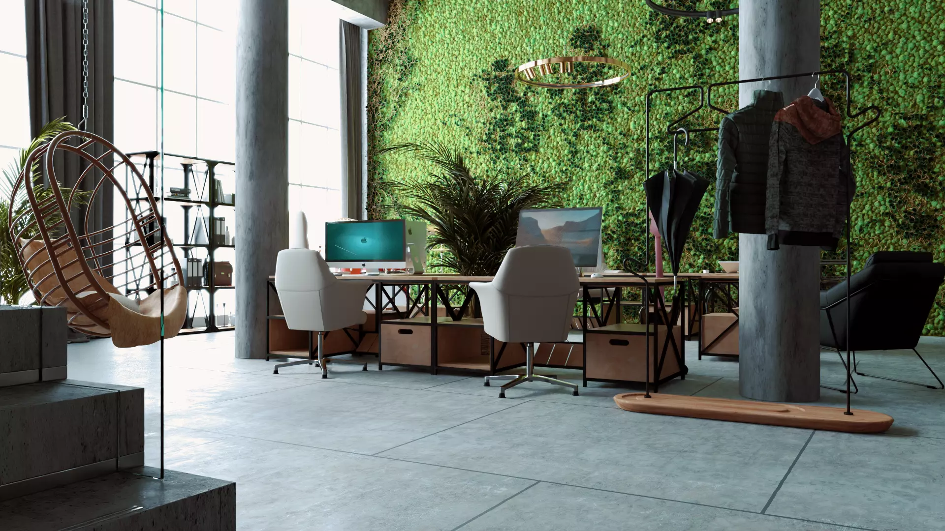 Office interior design 3D model Low-poly 3D model_2