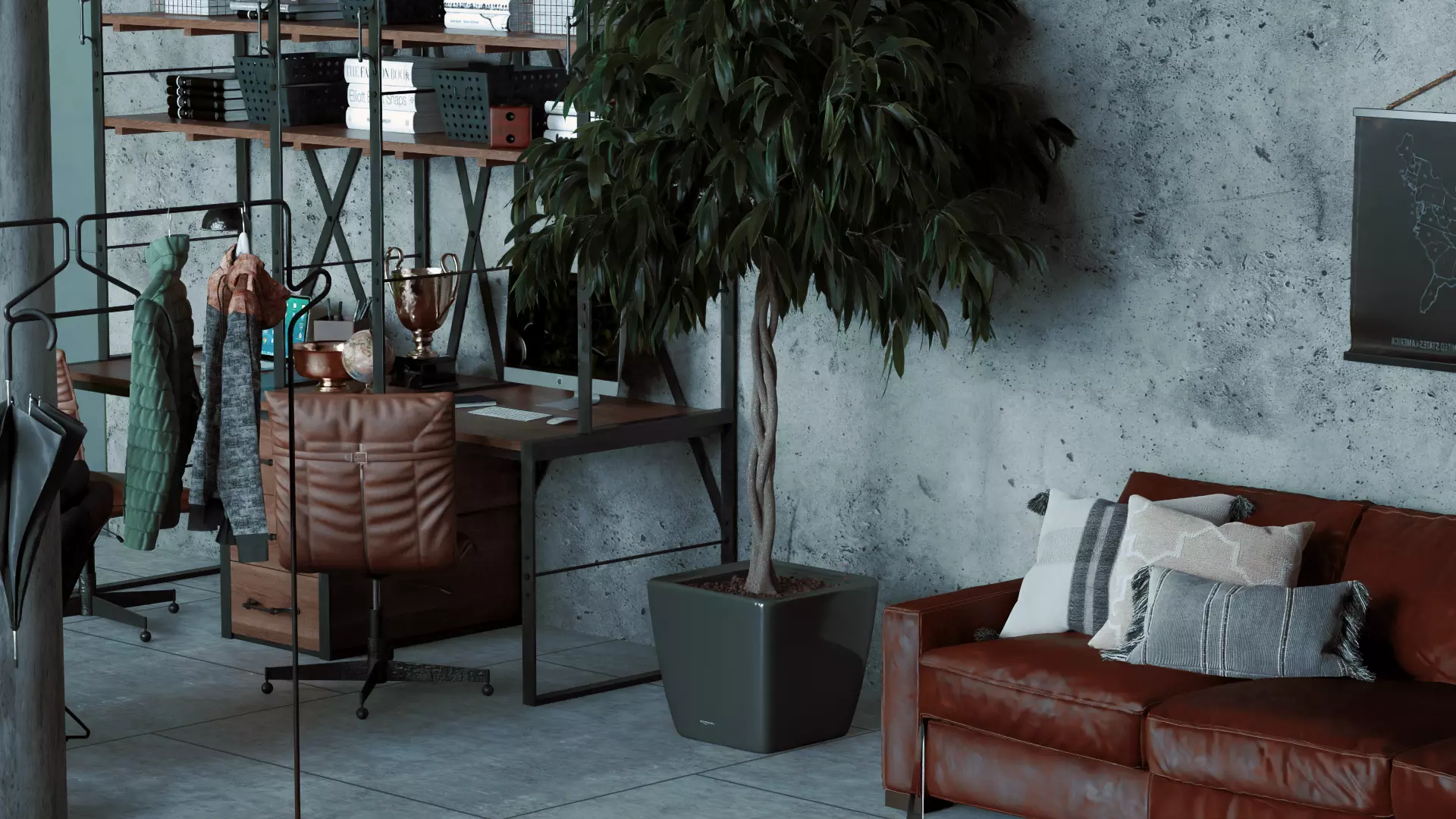 Office interior design 3D model Low-poly 3D model_5