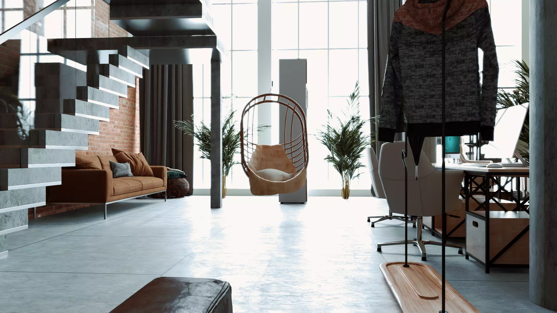 Office interior design 3D model Low-poly 3D model_1