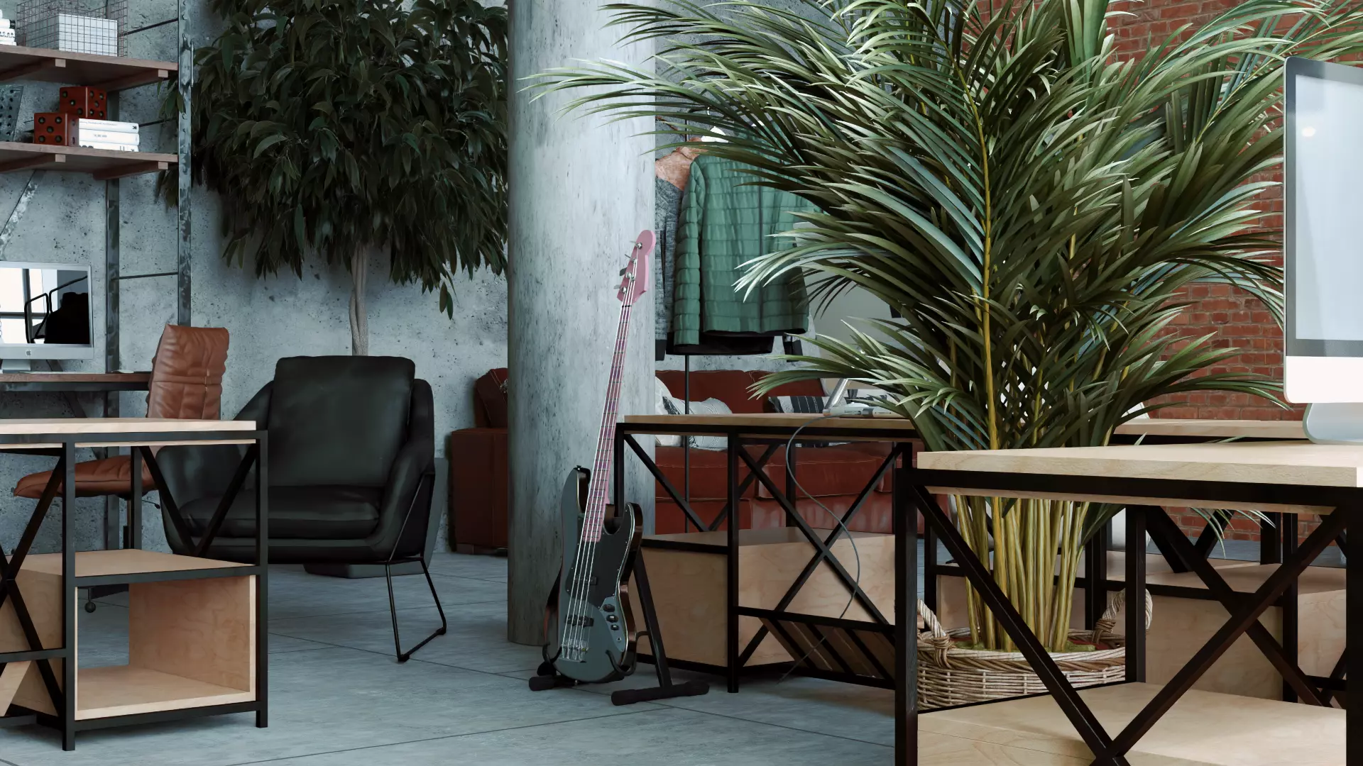 Office interior design 3D model Low-poly 3D model_4