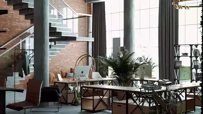 Office interior design 3D model