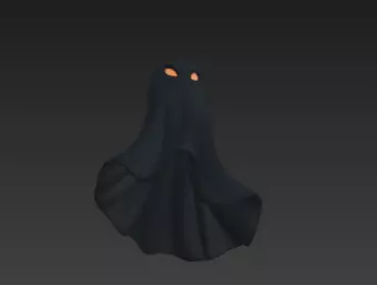 Realistic 3D Model of Gray Ghost Spooky Halloween Spirit 3D print model_12