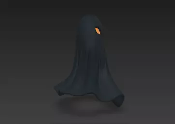 Realistic 3D Model of Gray Ghost Spooky Halloween Spirit 3D print model_3