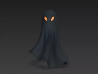 Realistic 3D Model of Gray Ghost Spooky Halloween Spirit 3D print model_1