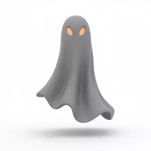 Realistic 3D Model of Gray Ghost Spooky Halloween Spirit