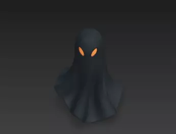 Realistic 3D Model of Gray Ghost Spooky Halloween Spirit 3D print model_10