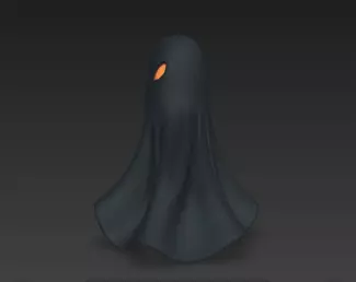 Realistic 3D Model of Gray Ghost Spooky Halloween Spirit 3D print model_8