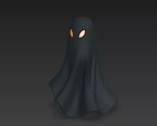 Realistic 3D Model of Gray Ghost Spooky Halloween Spirit 3D print model_9
