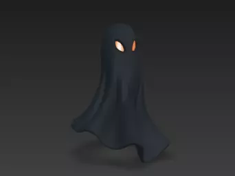 Realistic 3D Model of Gray Ghost Spooky Halloween Spirit 3D print model_2