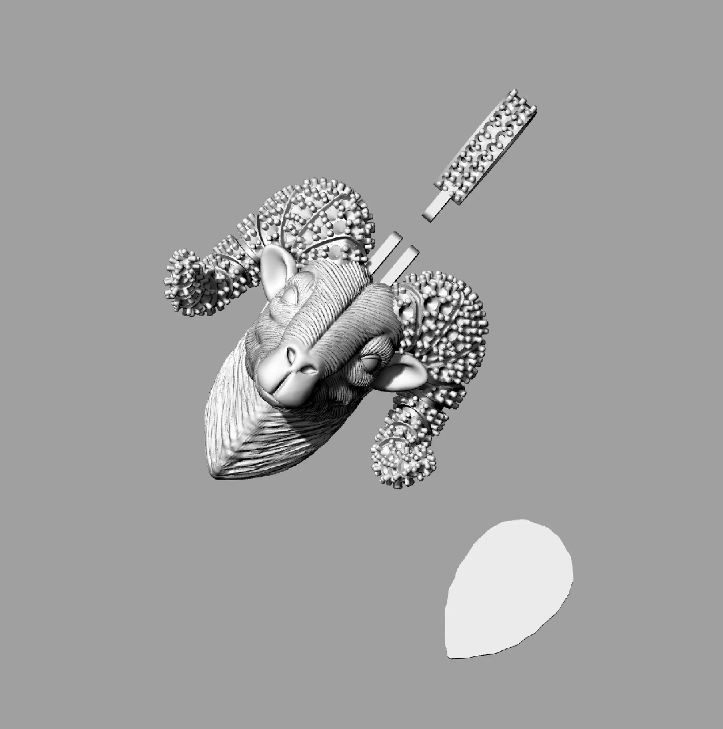 Goat Pendant  3D print model 3D print model_11