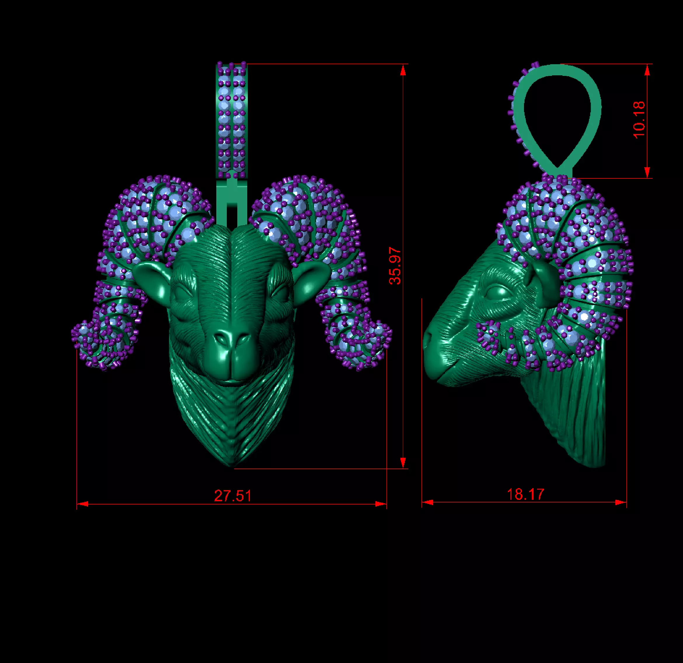 Goat Pendant  3D print model 3D print model_6