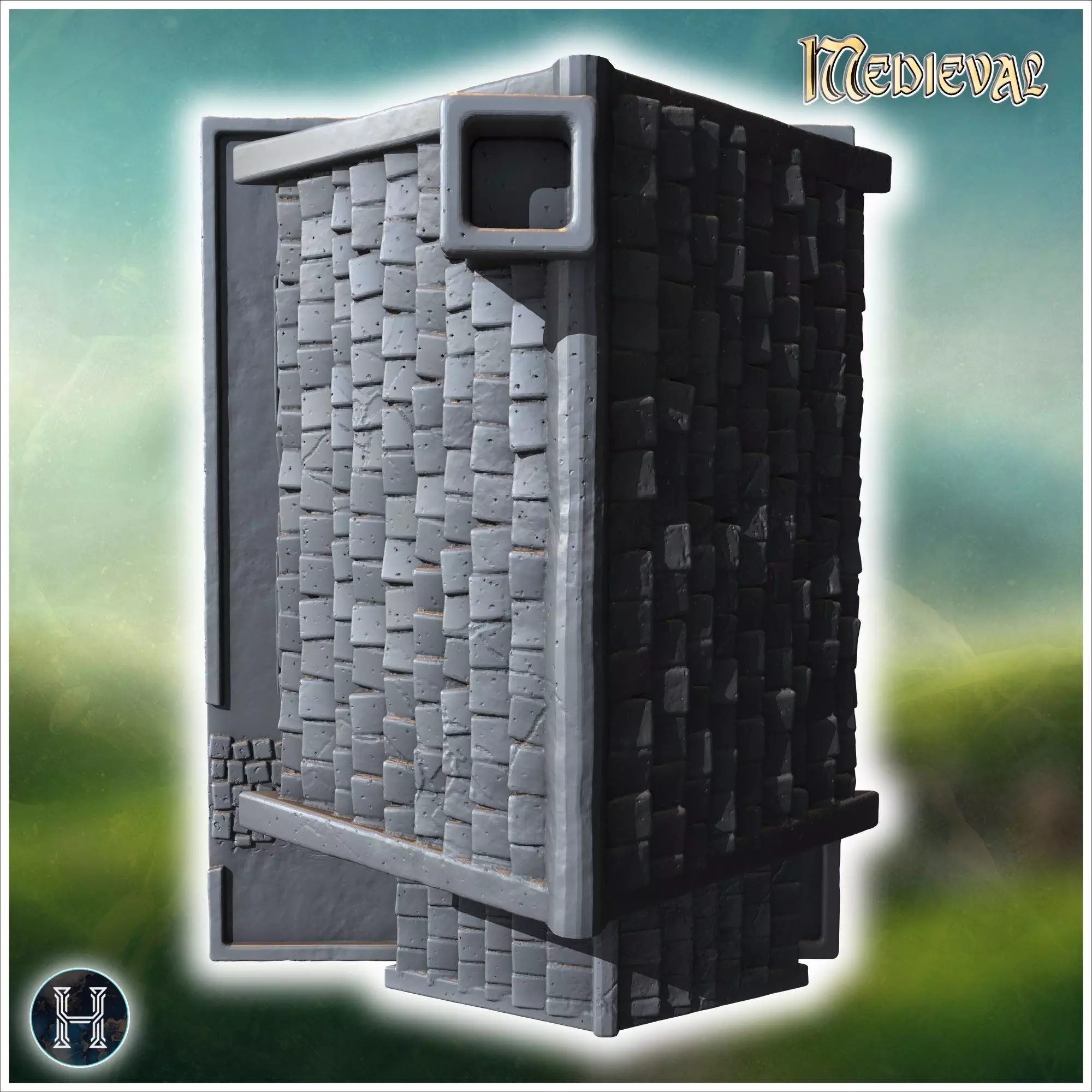 Well-maintained wooden house with a covered porch stone steps an 3D print model_3