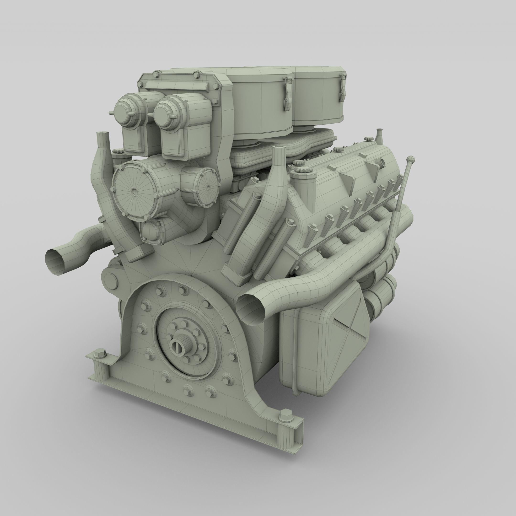 Maybach HL230 Engine Panzer Tiger Unit 3D model_17