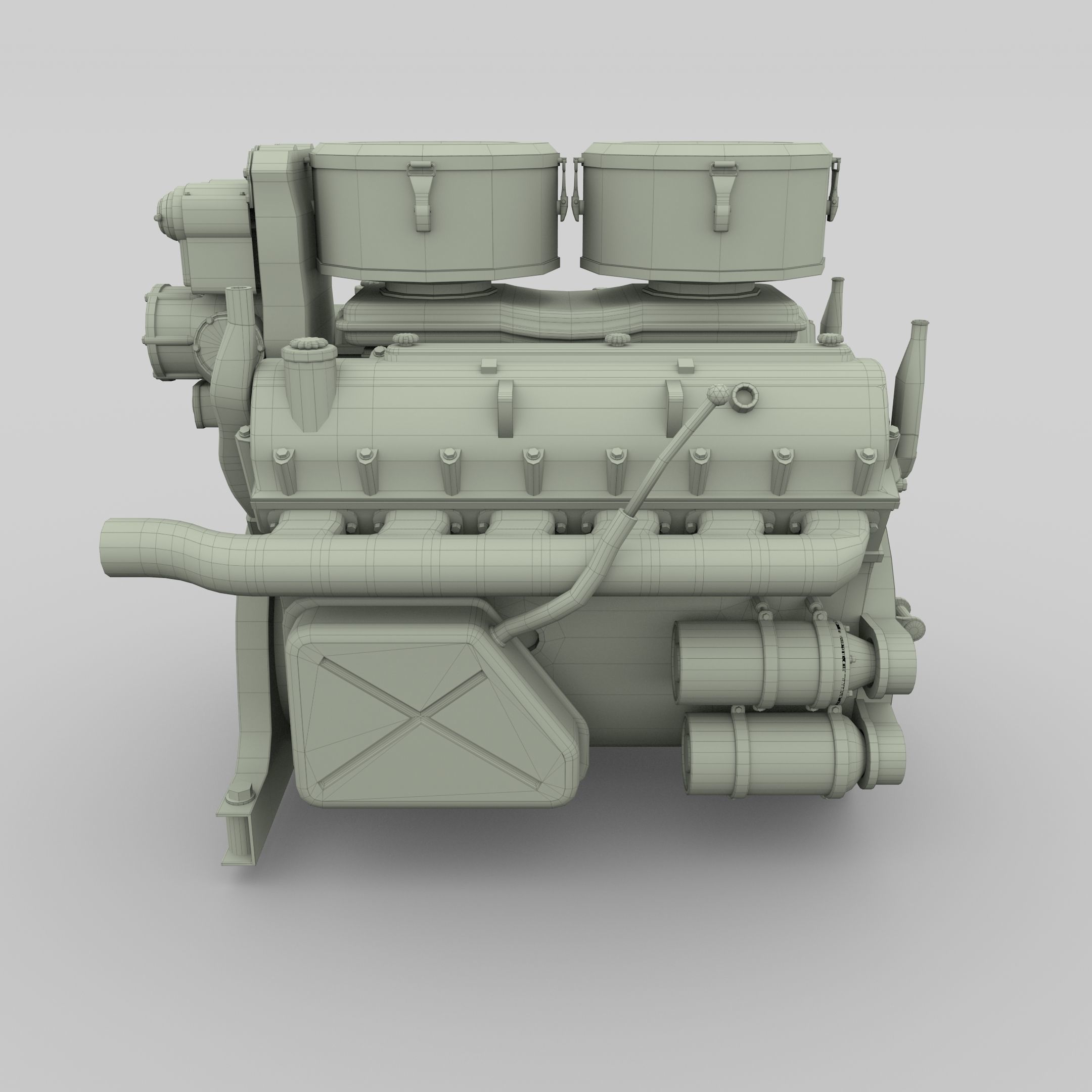 Maybach HL230 Engine Panzer Tiger Unit 3D model_11