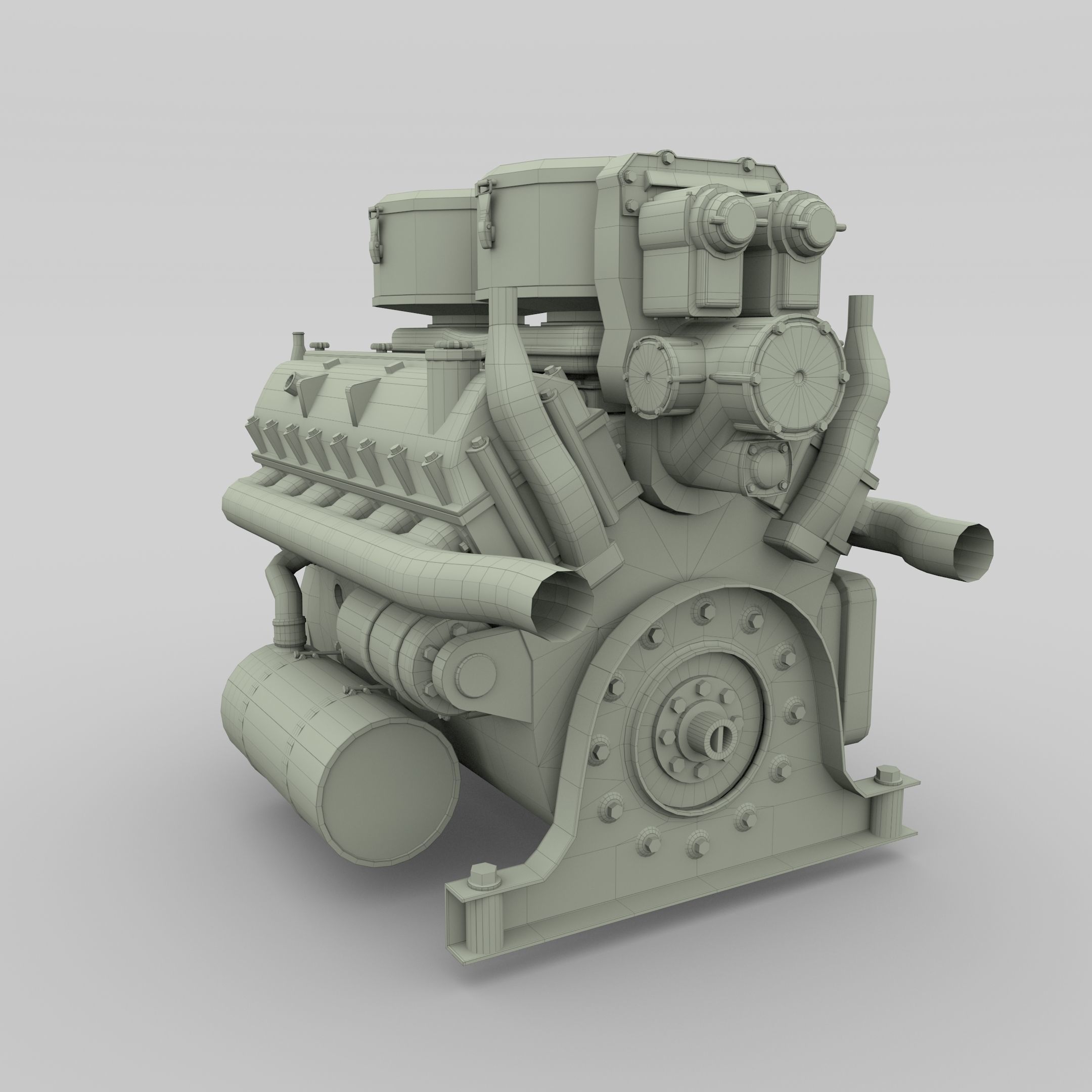 Maybach HL230 Engine Panzer Tiger Unit 3D model_10