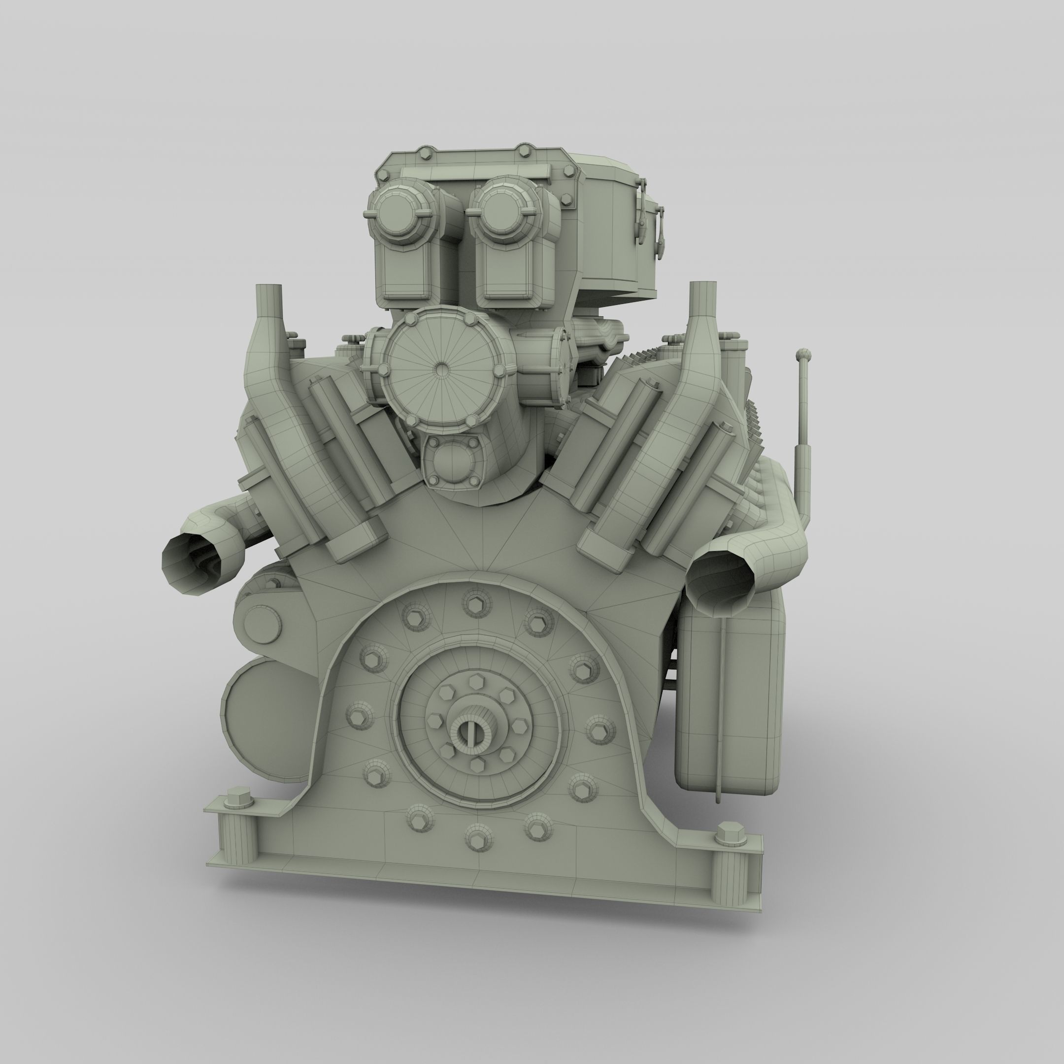 Maybach HL230 Engine Panzer Tiger Unit 3D model_8