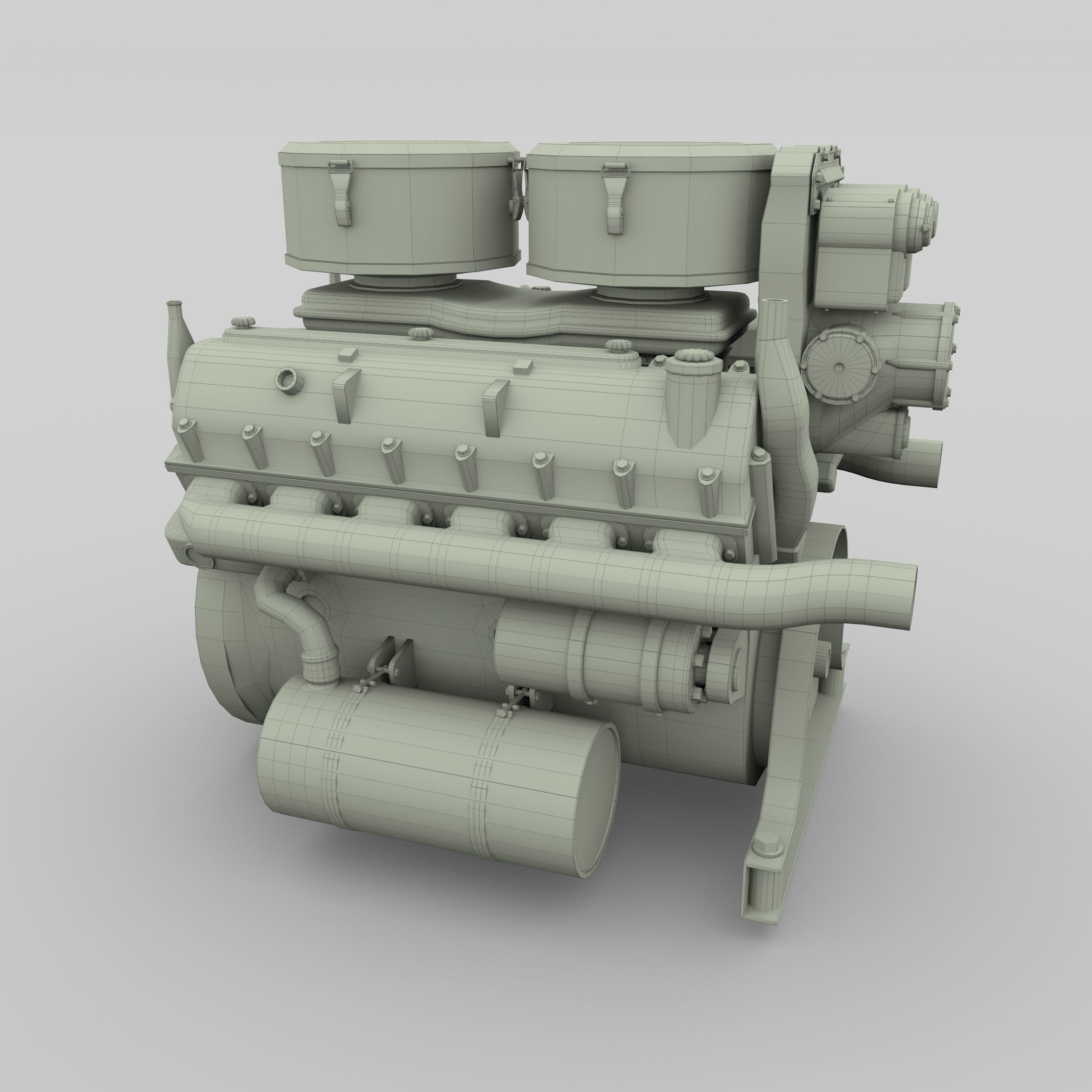 Maybach HL230 Engine Panzer Tiger Unit 3D model_19