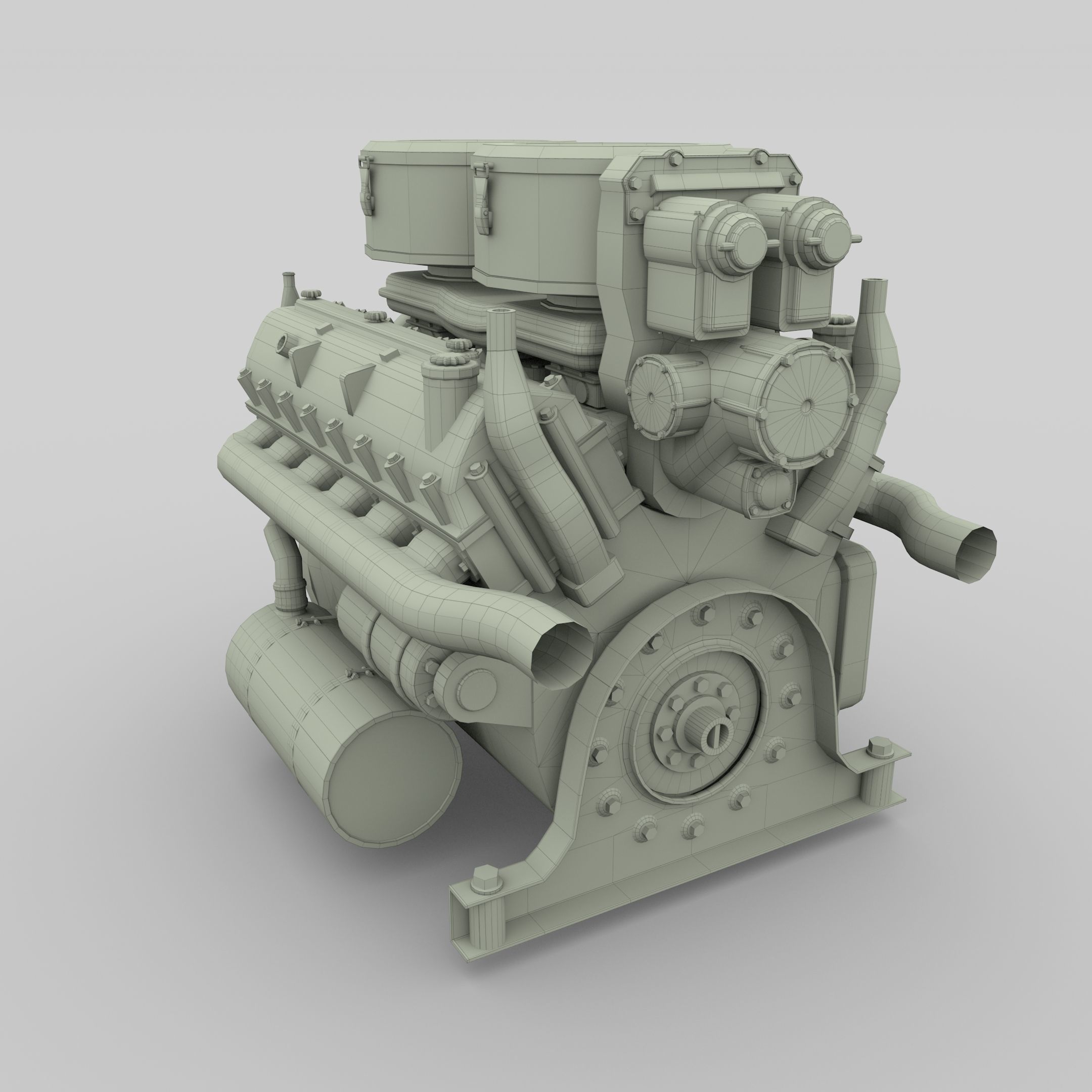 Maybach HL230 Engine Panzer Tiger Unit 3D model_13