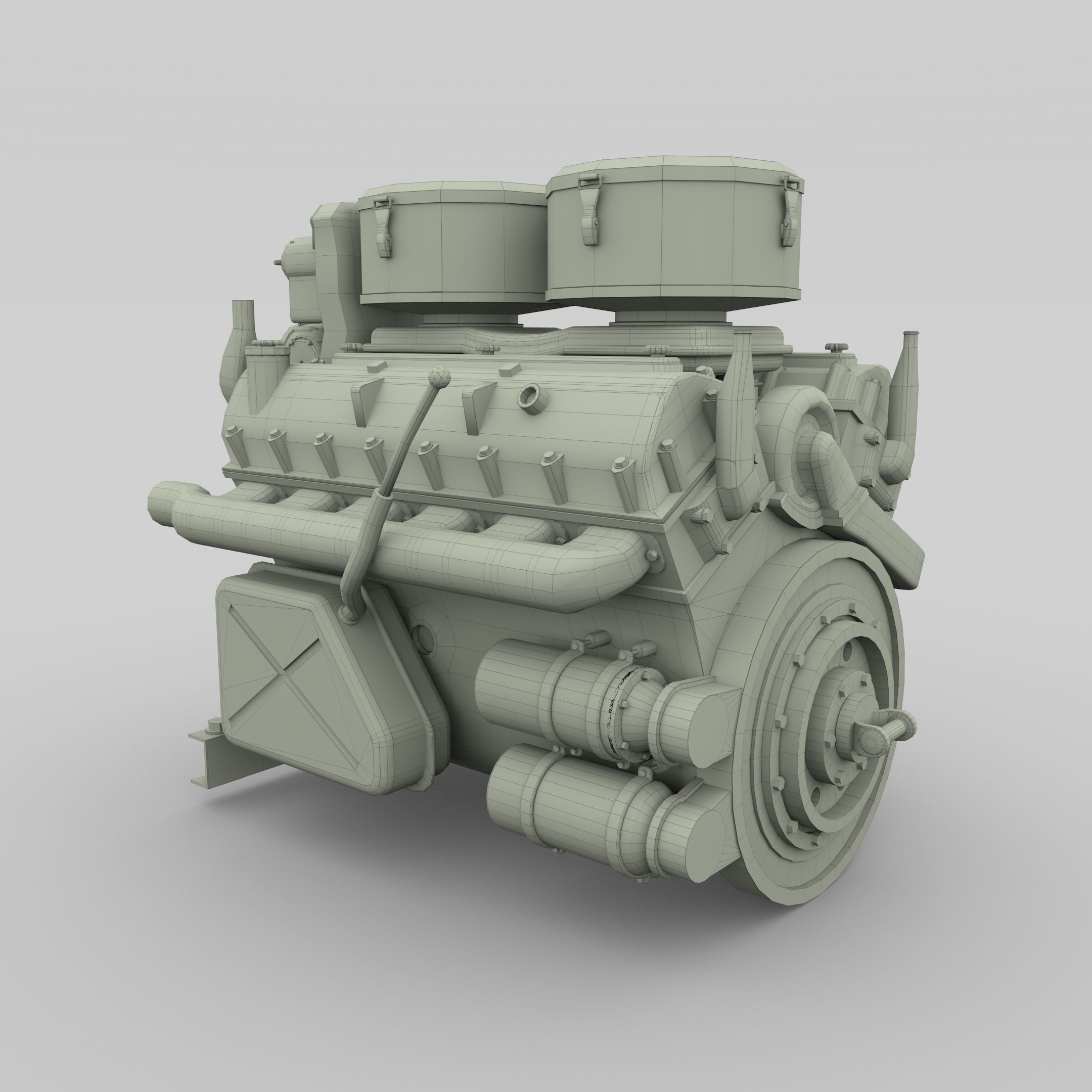 Maybach HL230 Engine Panzer Tiger Unit 3D model_26