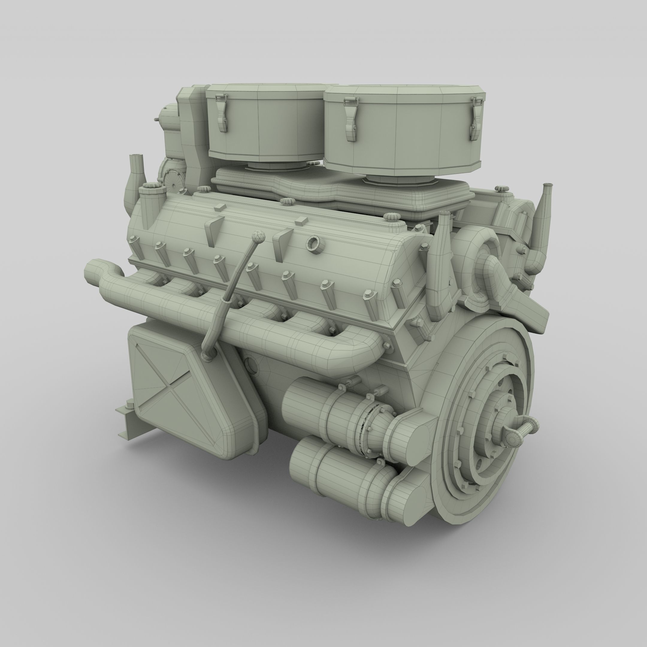 Maybach HL230 Engine Panzer Tiger Unit 3D model_22