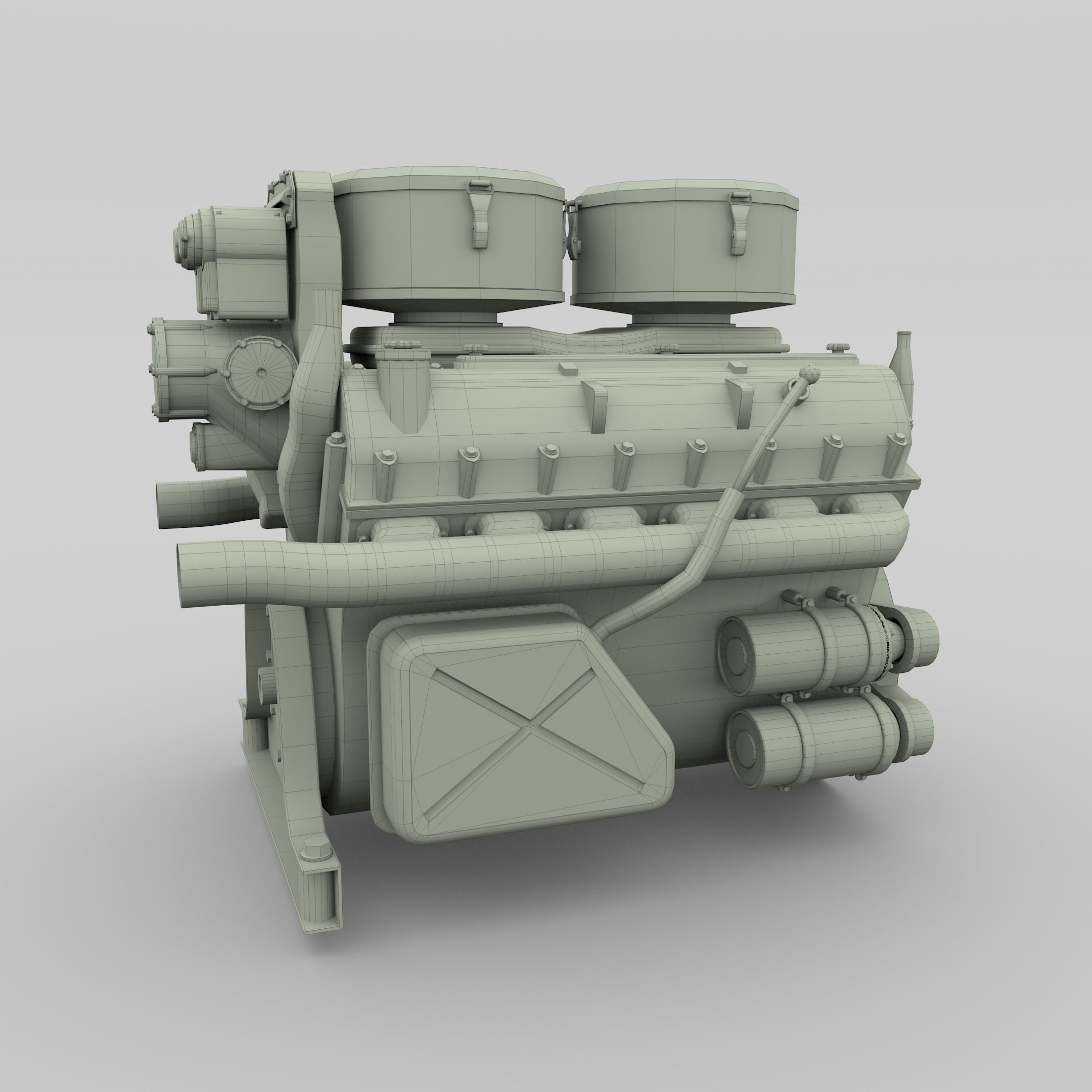 Maybach HL230 Engine Panzer Tiger Unit 3D model_24