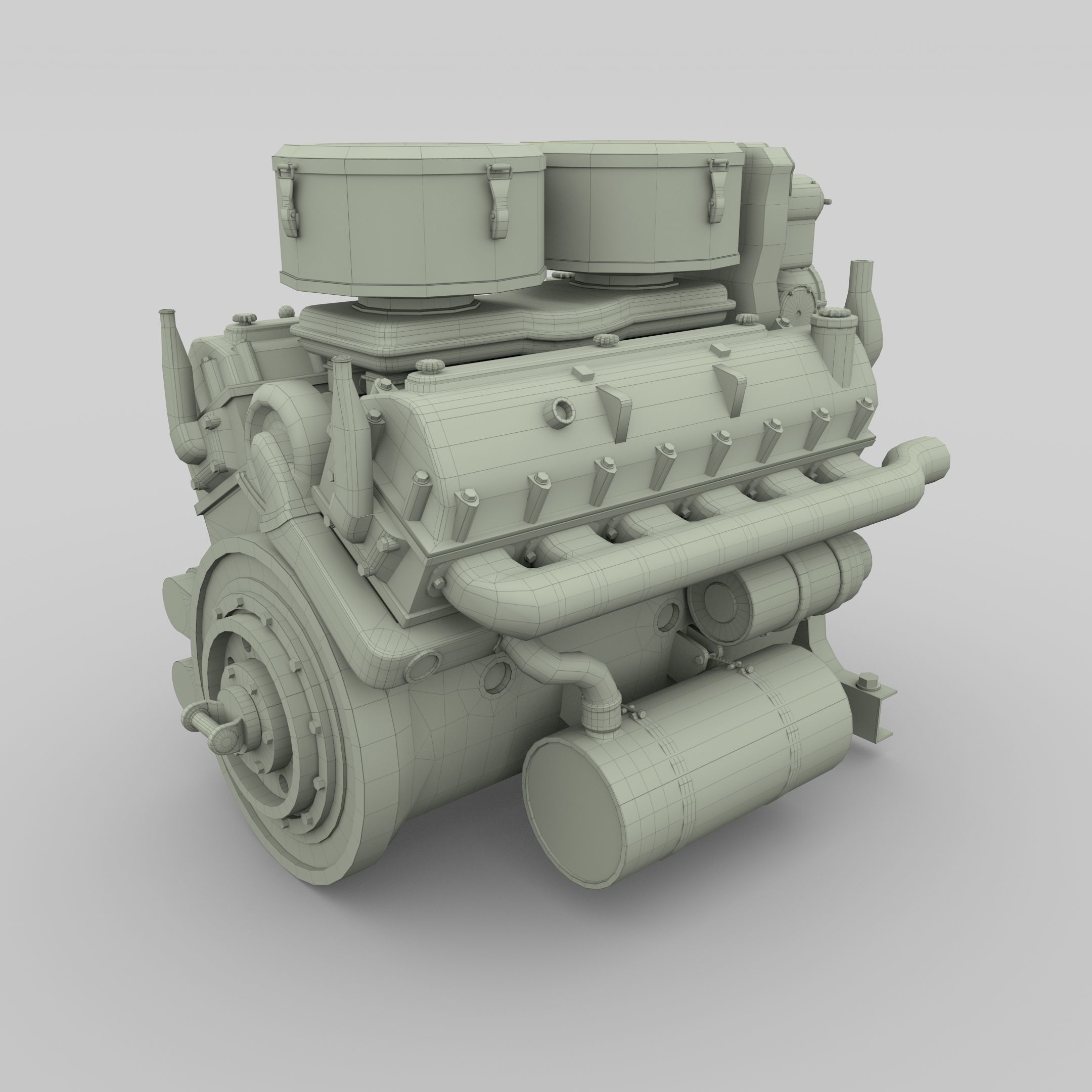 Maybach HL230 Engine Panzer Tiger Unit 3D model_9
