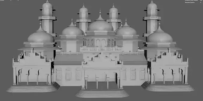 Baiturrahman Grand Mosque Indonesia 3D Model FBX Textured