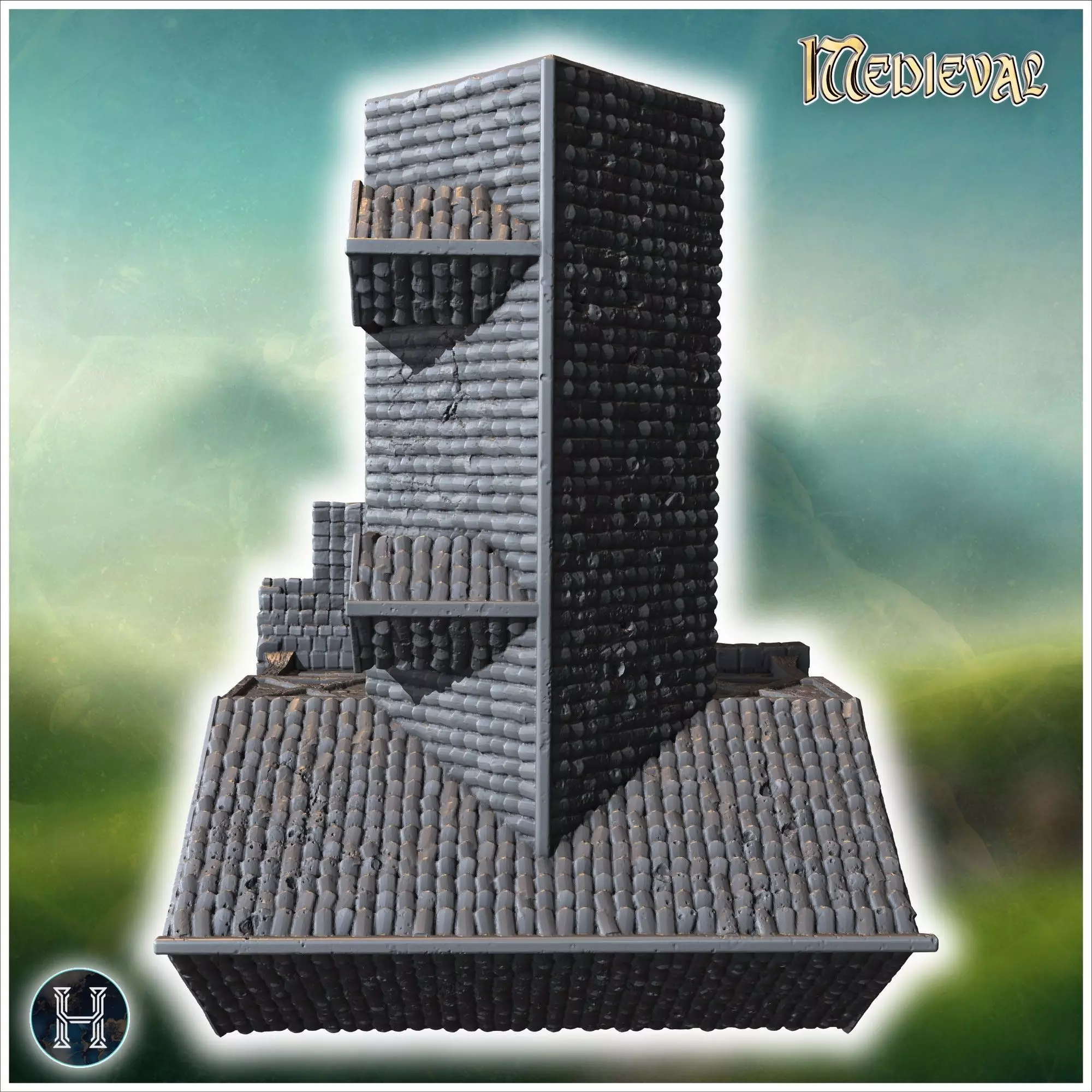 Large timber-framed building with multiple windows tiled roof an 3D print model_3