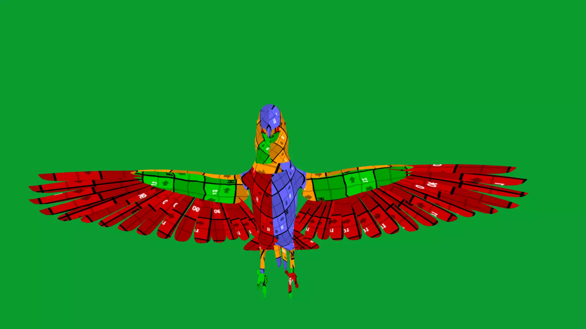 Scarlet Macaw Parrot Low-poly 3D model_33