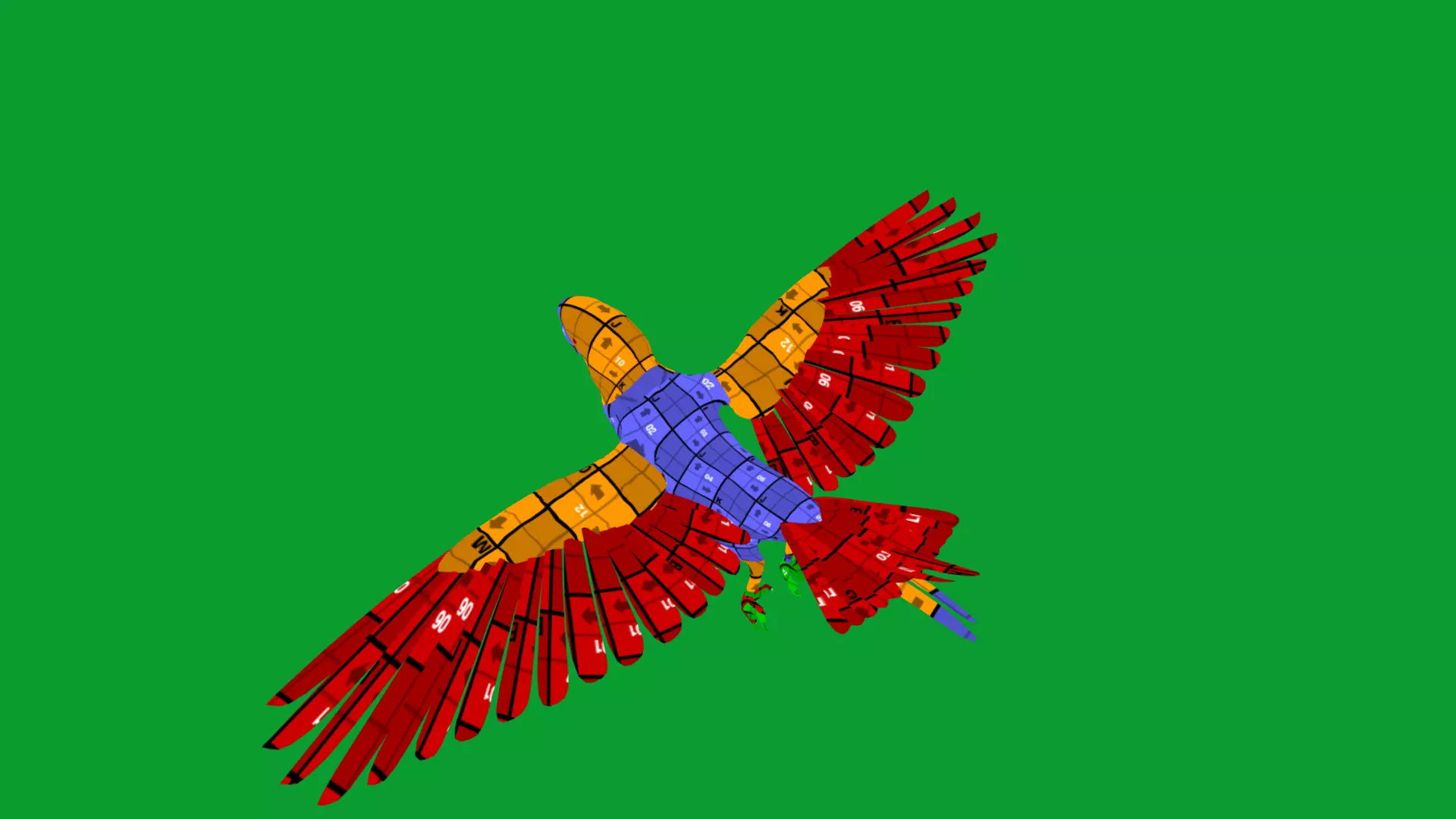 Scarlet Macaw Parrot Low-poly 3D model_21