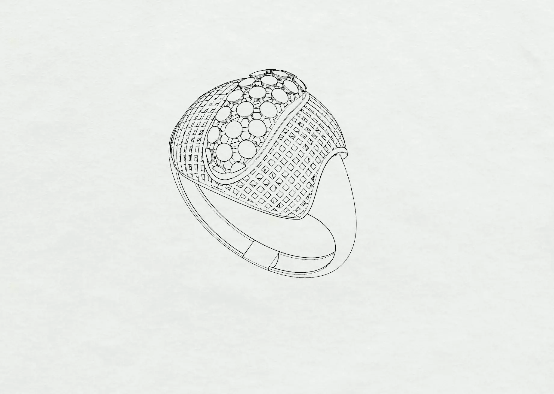 Lattice Dome Ring 3D print model_7