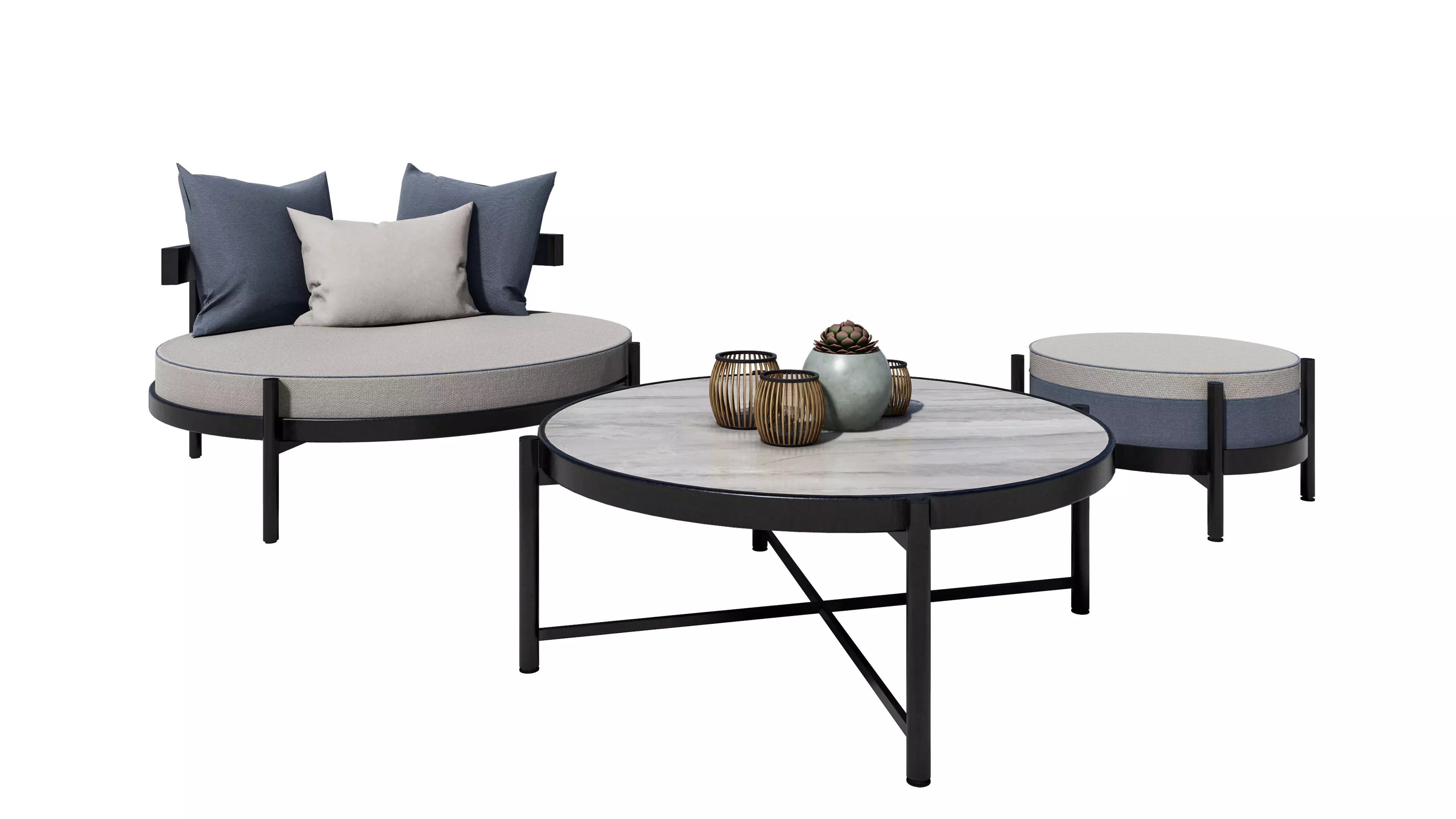 Conjunto de salon de exterior - metal 3D model