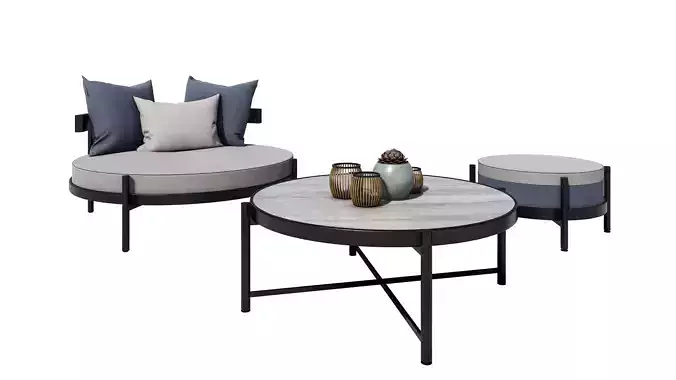 Conjunto de salon de exterior - metal 3D model
