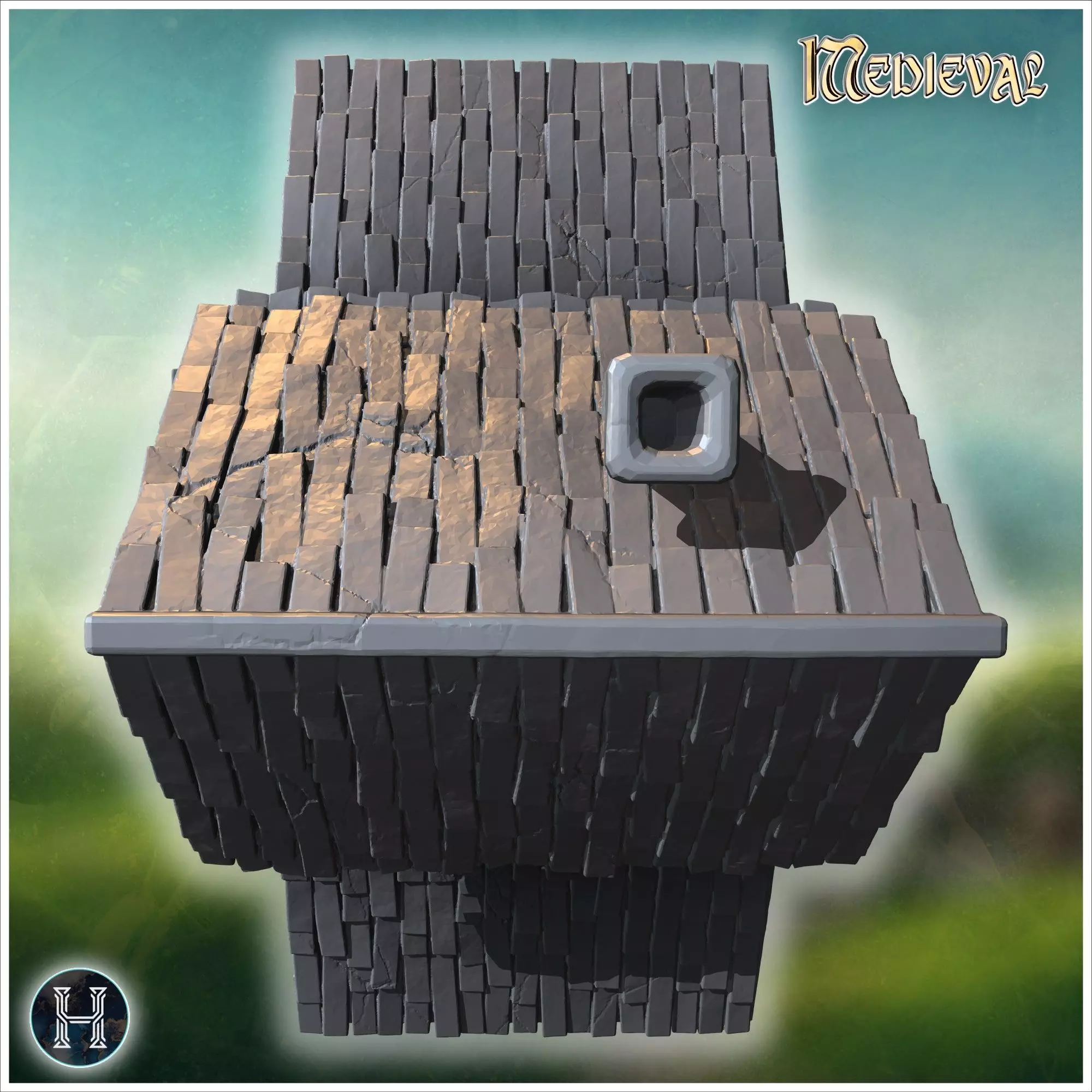 Large wooden house with detailed roof shingles and spacious balc 3D print model_2