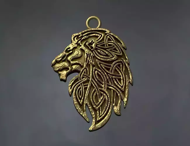 Celtic Braided Lion Head Pendant