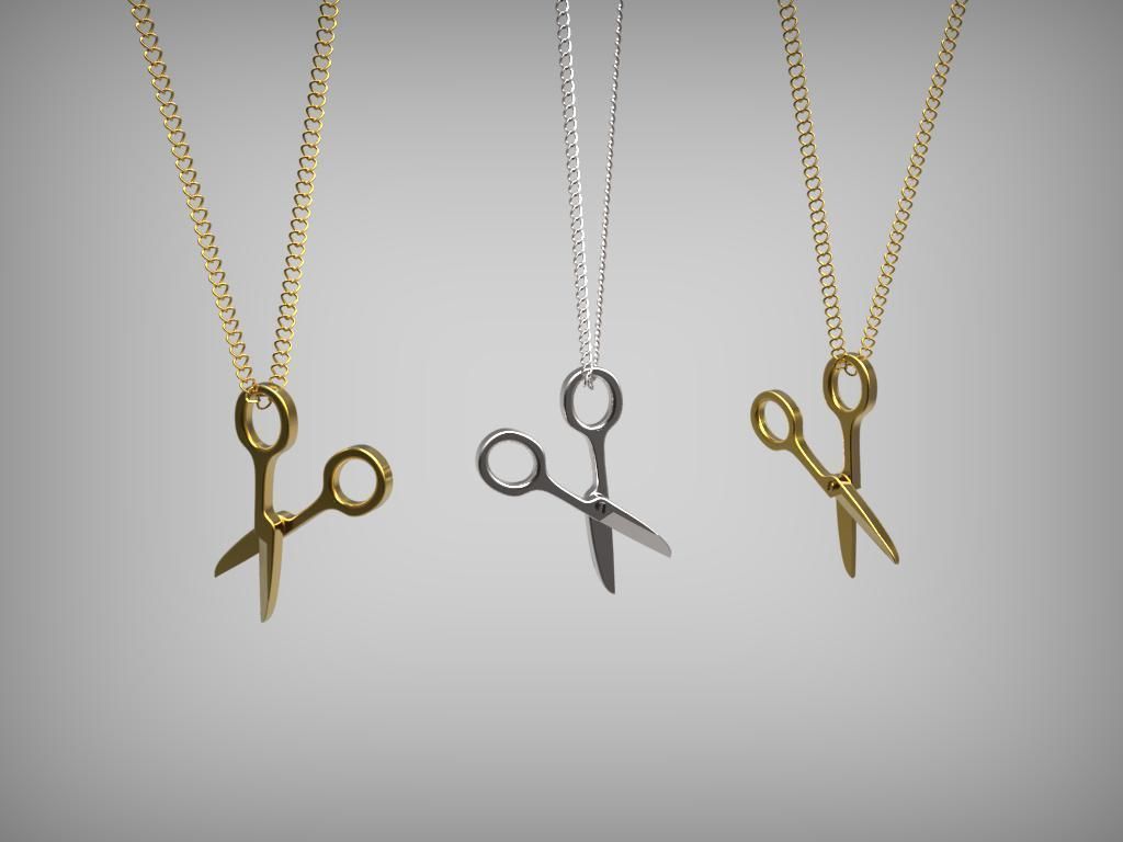 Scissors gold pendant 3d printable Original jewelry 3dm stl file 3D print model_1