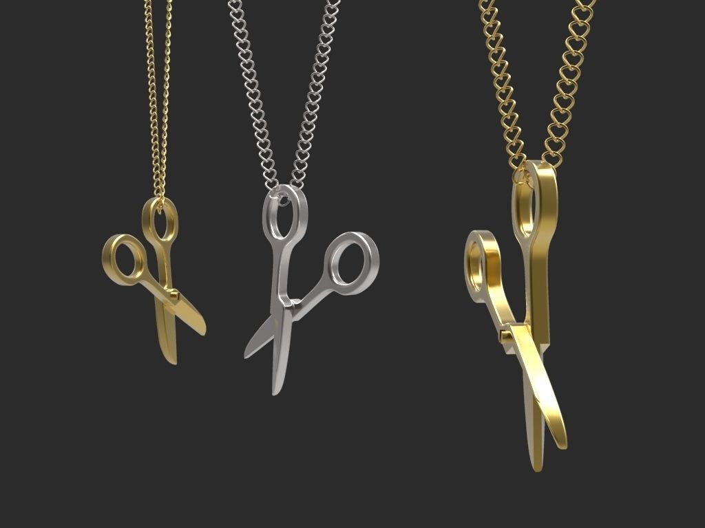 Scissors gold pendant 3d printable Original jewelry 3dm stl file 3D print model_4